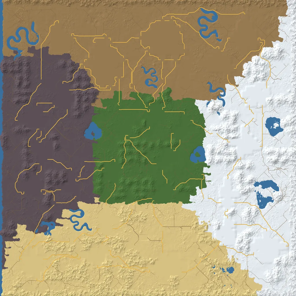 Map of West Giizu County, seed StriateElizabethans at 10240