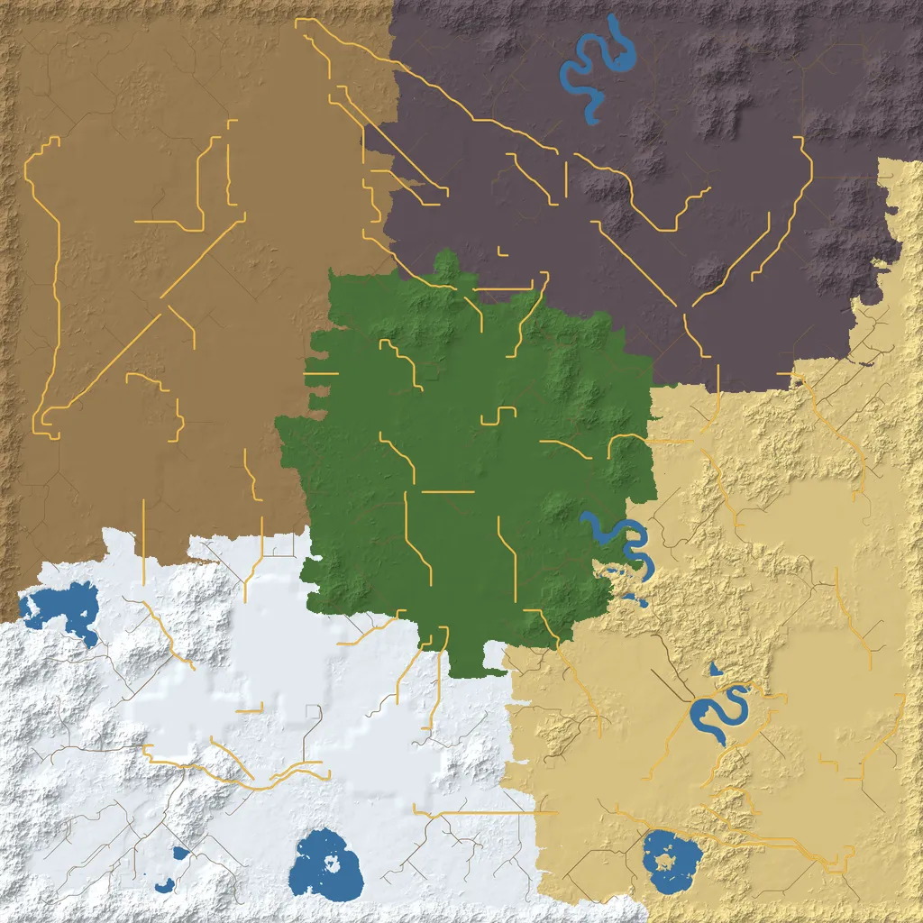 Map of North Tekina Territory, seed HebephrenicDecimalization at 8192