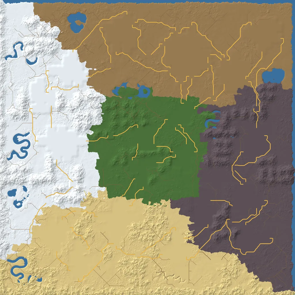 Map of East Xiyuni Mountains, seed test at 8192